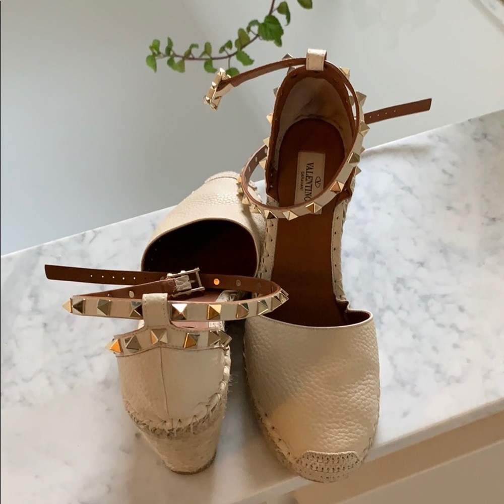 Valentino Rockstud Espadrille Wedge